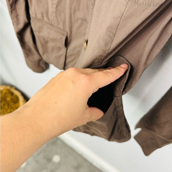 Theory Garrison Linen Blend Coco Chocolate Brown Button Military Style jacket - Picture 11 of 12